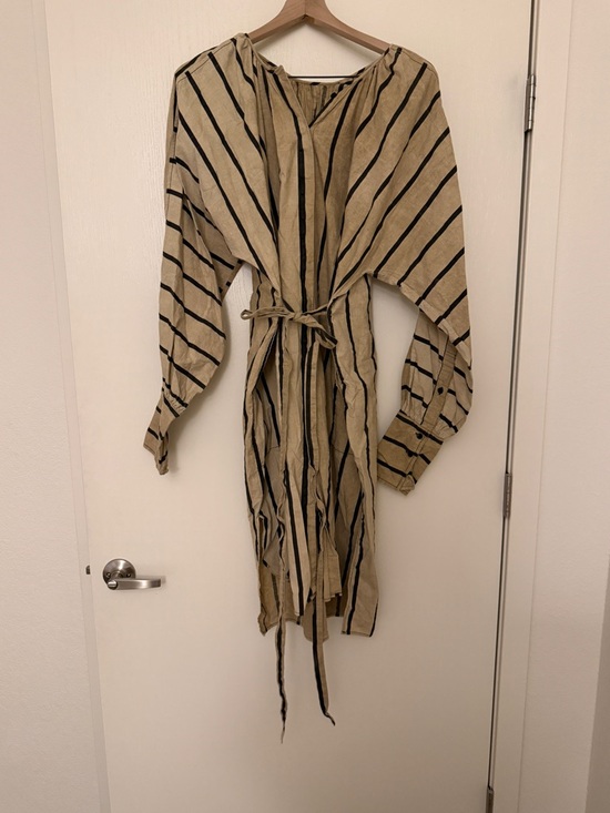 Uma Wang Dresses & Skirts - Uma Wang Striped Midi Shirt Dress with Tie Waist